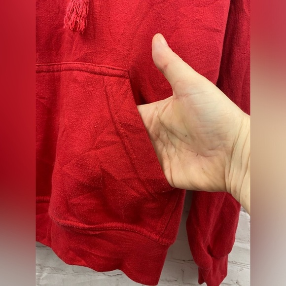 John Lauren Fishy Nippies Hoodie Mens Size Small Red Pullover Casual Streetwear - Picture 4 of 12